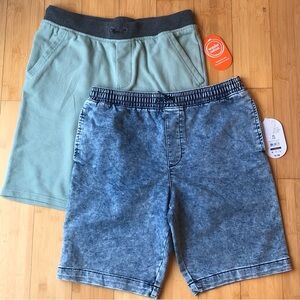 NEW Boys XXL 18 Shorts Denim Blue Jean Acid Wash Green Stretch Casual Drawstring